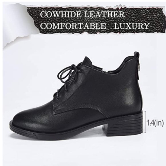 NWT Black Leather Doc Marten Style Combat Booties - Picture 2 of 5